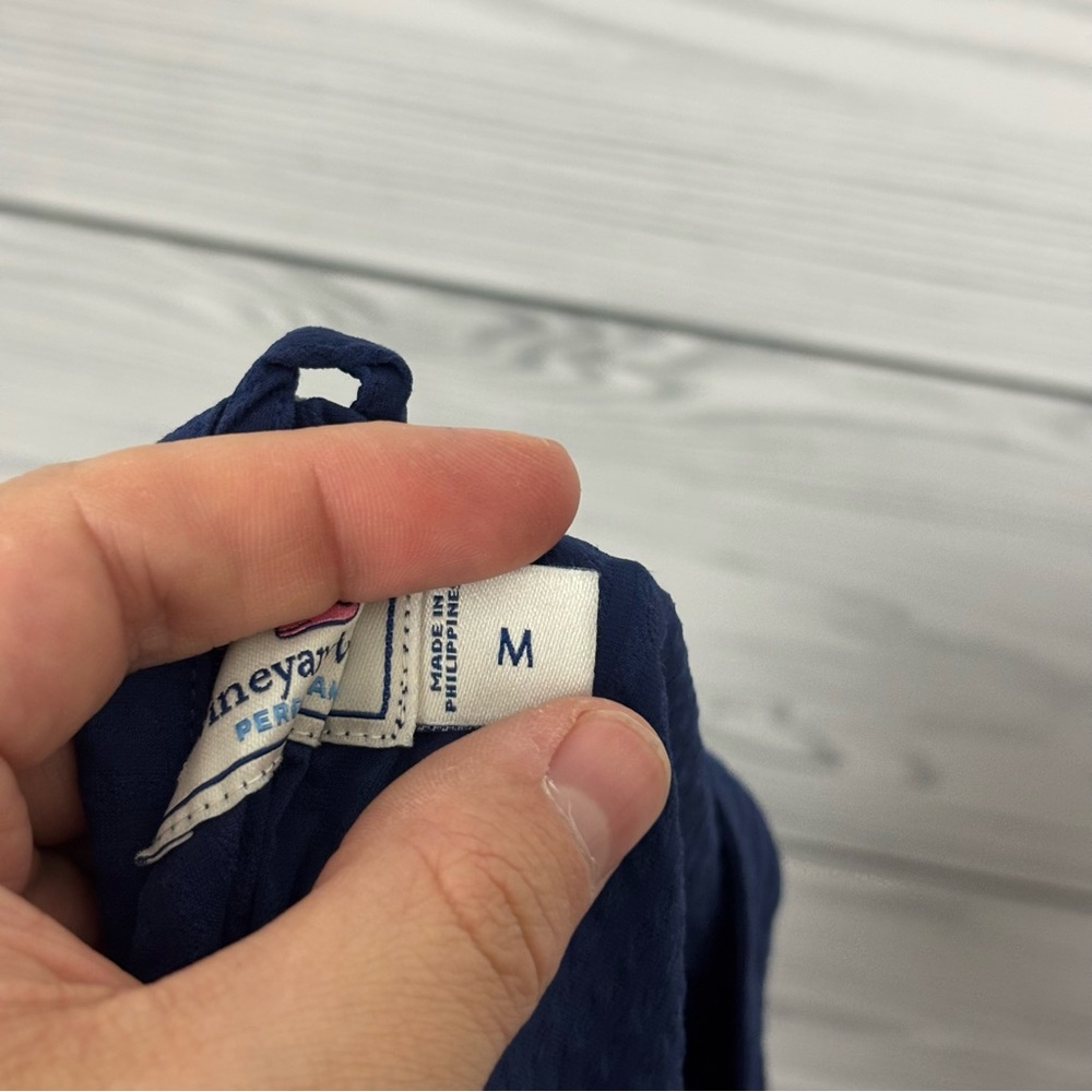 Vineyard Vines Performance Harbor Stripe Flutter Sleeve Navy Tunic Dress Medium - Picture 8 of 8